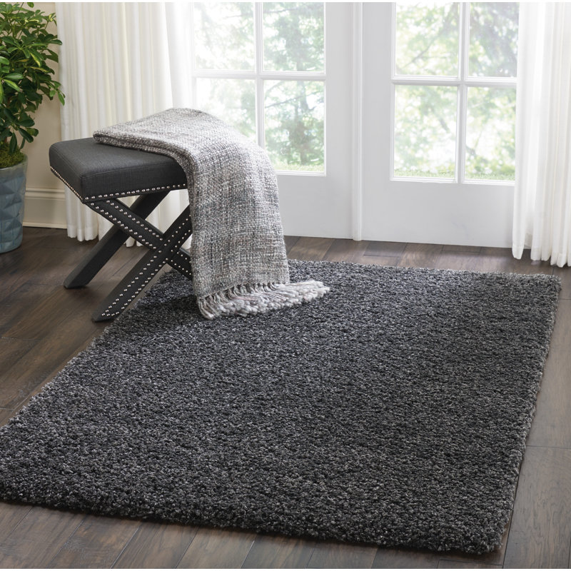 Tapis gris à poils longs Sunny, Rectangle 3 pi 11 po x 5 pi 11 po