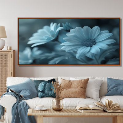 «Blue Mon monochrome Mums Garden Scenery I - Mums Wall Art Living Room»