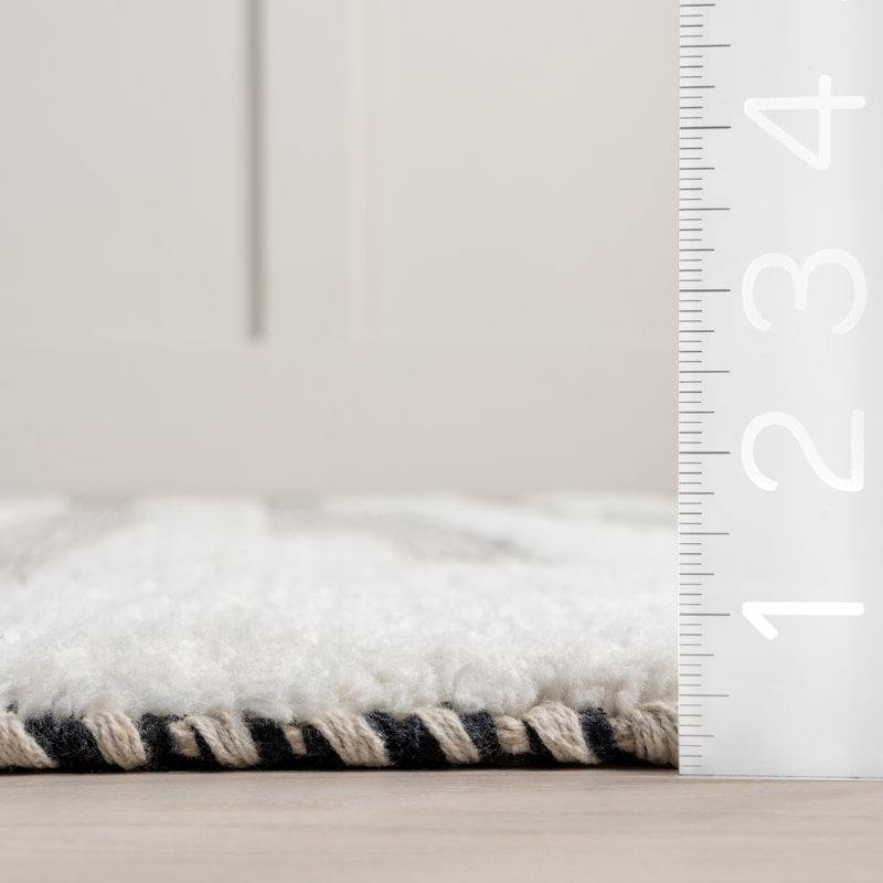 Hyperion Tasseled Cotton and Wool Area Rug, Rectangle 9'6" x 13'6"