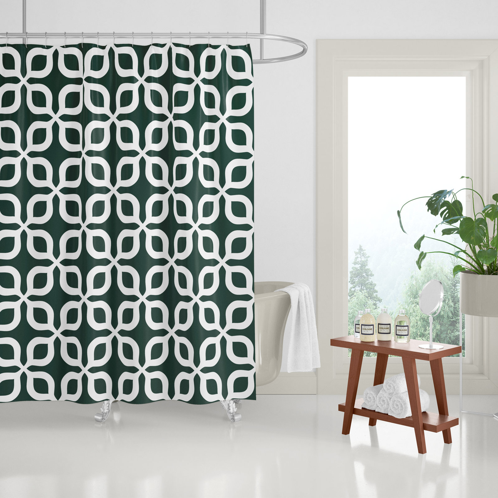 Pipper Polyester Shower Curtain, Emerald