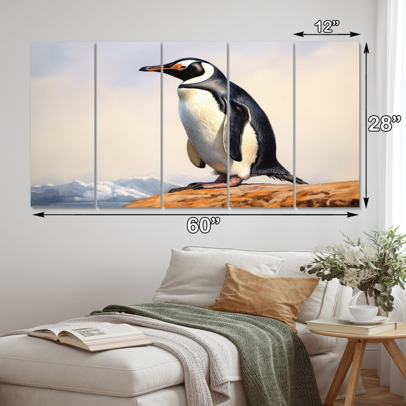 Ensemble de 5 décorations murales pingouin gracieux