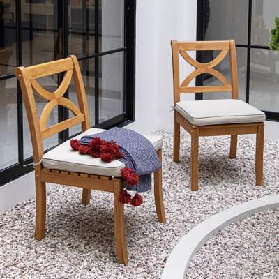 Ensemble de 2 chaises de patio en teck avec coussins Perrin