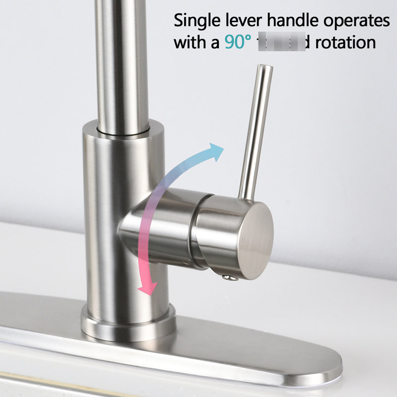 Stainless Steel Brushed Nickel Pull Down Spray Kitchen Faucet - Scratch , Rust Protected, Spot-, 360 Swivel Spout, 1.8Gpm Flow For Resistance, Spot- Finish, Swiveling Max