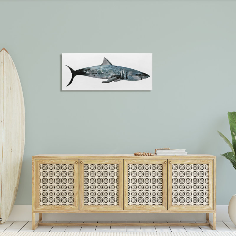 Shark Minimal Sea Life by Stellar Design Studio - Graphic Art Print, 17" H x 40" W