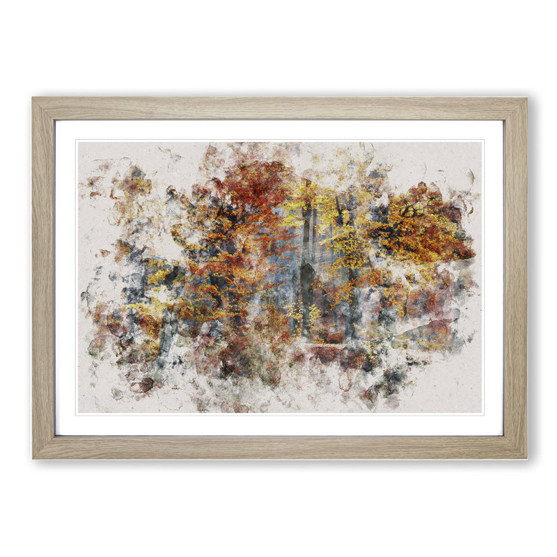 Autumn Forest Vol.3 Watercolour - Picture Frame Graphic Art, Oak, 27cm H x 36cm W x 2cm D