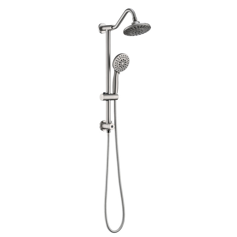 Wall Mounted Shower System In Brushed Nickel With 6 Inch Rain Head And Handheld For Comfort Handheld, Offering A Comfortable Experience
