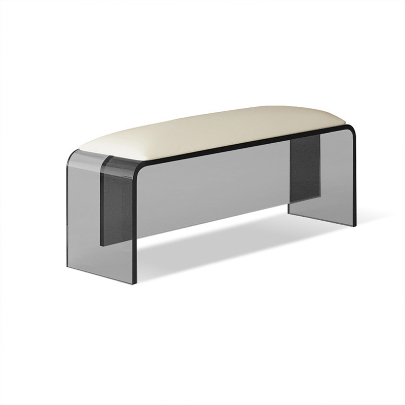 Banc de chambre rembourré en cuir beige avec banc d'entrée, Beige
