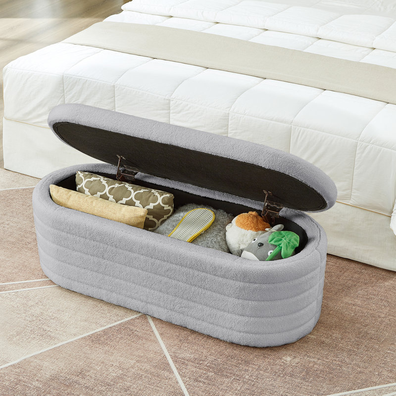  Banc de rangement avec repose-pieds ovale Modern, Gris