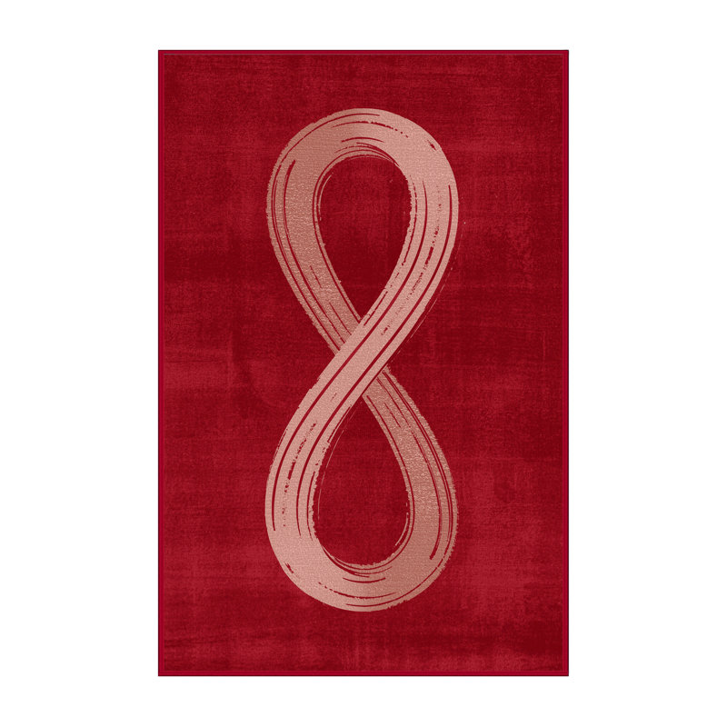 Tapis rouge moderne et contemporain lavable à la machine Andrus Valentines - reliure rouge, 7x10