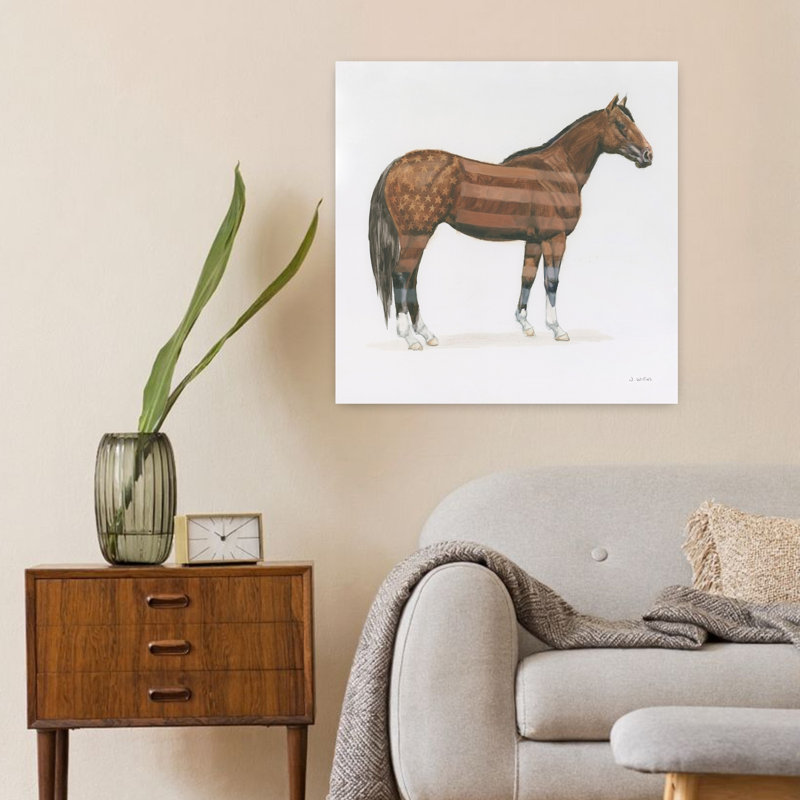 Cheval américain, art contemporain abstrait, H 24 po x l 24 po
