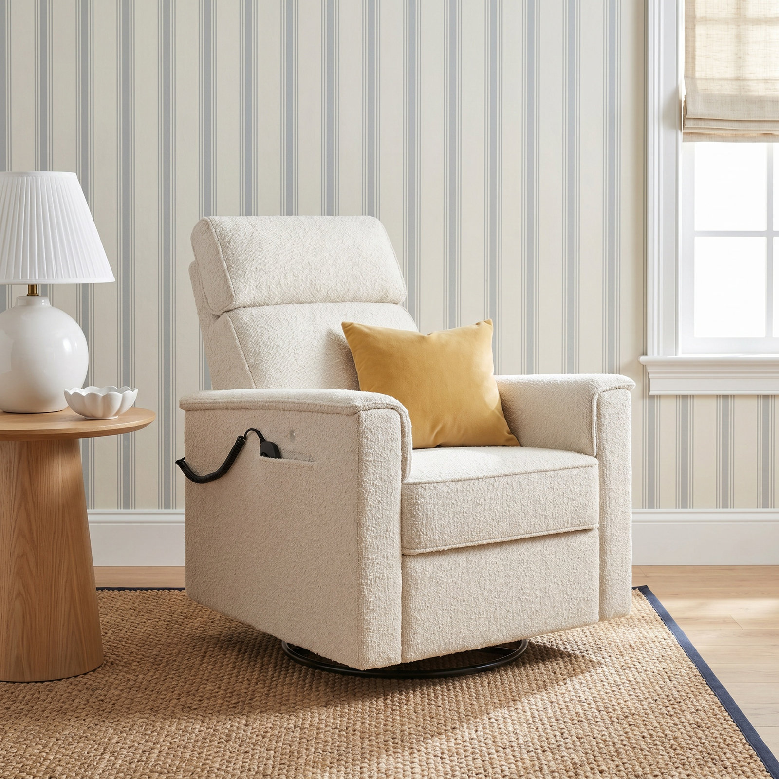 Willa Swivel Glider, Performance Ivory Boucle