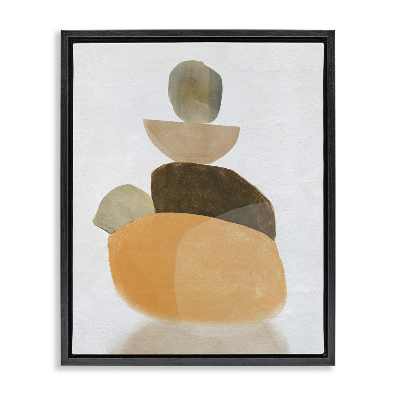 «Stacked Rocks Neutral Tones Floater», art mural sur toile par Carol Robinson, Cadre flottant noir de jais, H 31 po x l 25 po