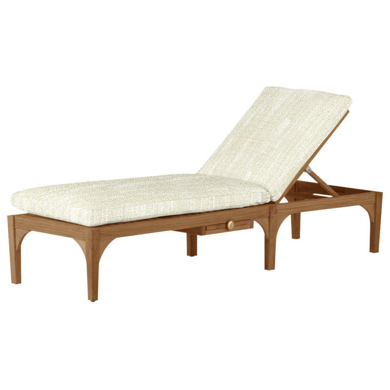 Club Teak Chaise With Wheel - Natural Teak, No Welt, Natural Teak, Rollo Cream