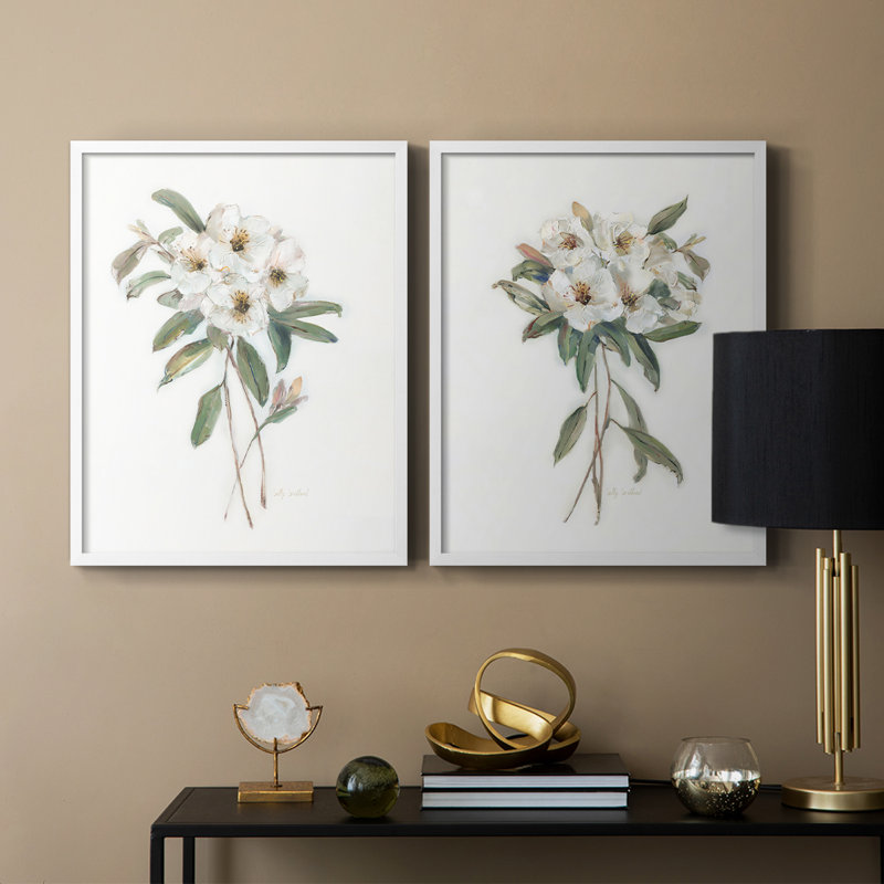 Impression encadrée Mountain Laurel I-Premium - prête à être accrochée - aucun clou requis - aucun clou requis, Blanc