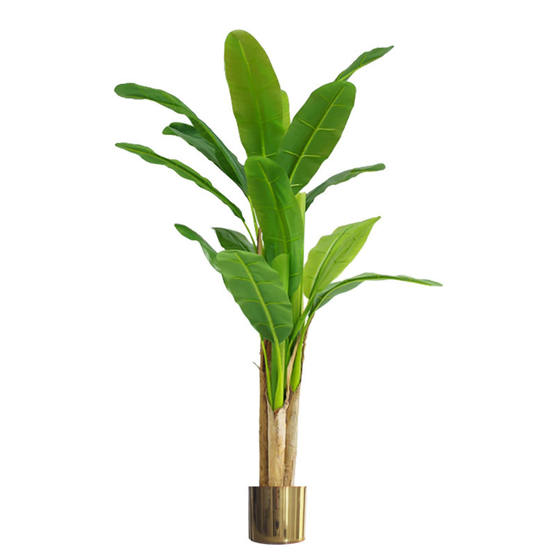 180cm Faux Banana Tree in Metal Pot, Gold