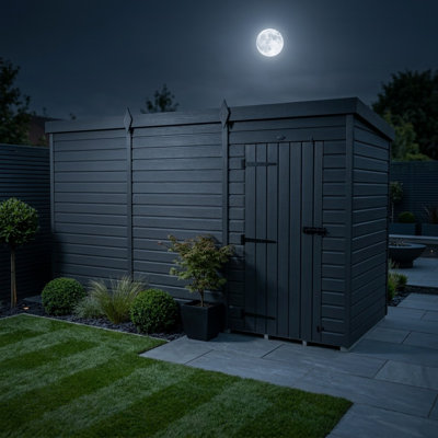 Total Sheds 13ft x 7ft Composite Pent Garden Shed - Single Door - No Windows - EPDM Rubber Roof - UK Manufactured