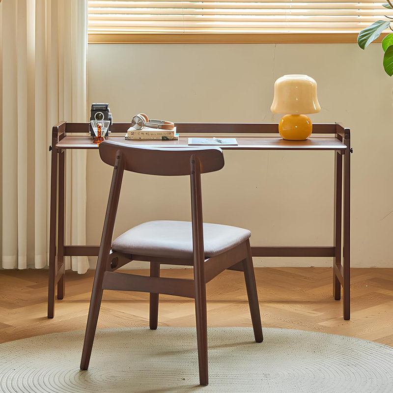 Druanne Solid Wood Base Computer Desk, Walnut