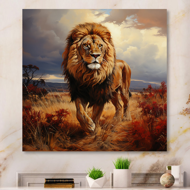 Décoration murale lion d'Afrique, Savannah I, H 36 po x l 36 po x P 1,5 po, Toile tendue