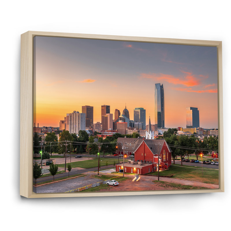 «Oklahoma City Sunset» sur toile, H 30 po x l 40 po x P 1,5 po, Cadre naturel flottant