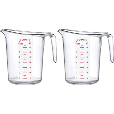Melissa Unbreakable Plastic Measuring Pitchers 2 Pack Food Grade Measuring Jugs 8 Cup Capacity 2 Quart Stackable And Dishwasher Safe Great For Oil Vinegar Flour, More
