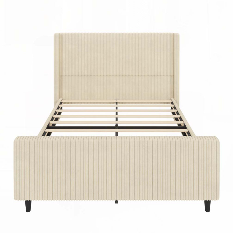 Tête de lit tapissier, sans sommier tapissier, Très grand lit, Crème