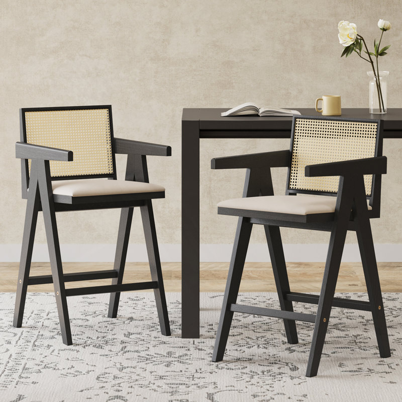 Tabouret de bar en plastique tissé, Noir