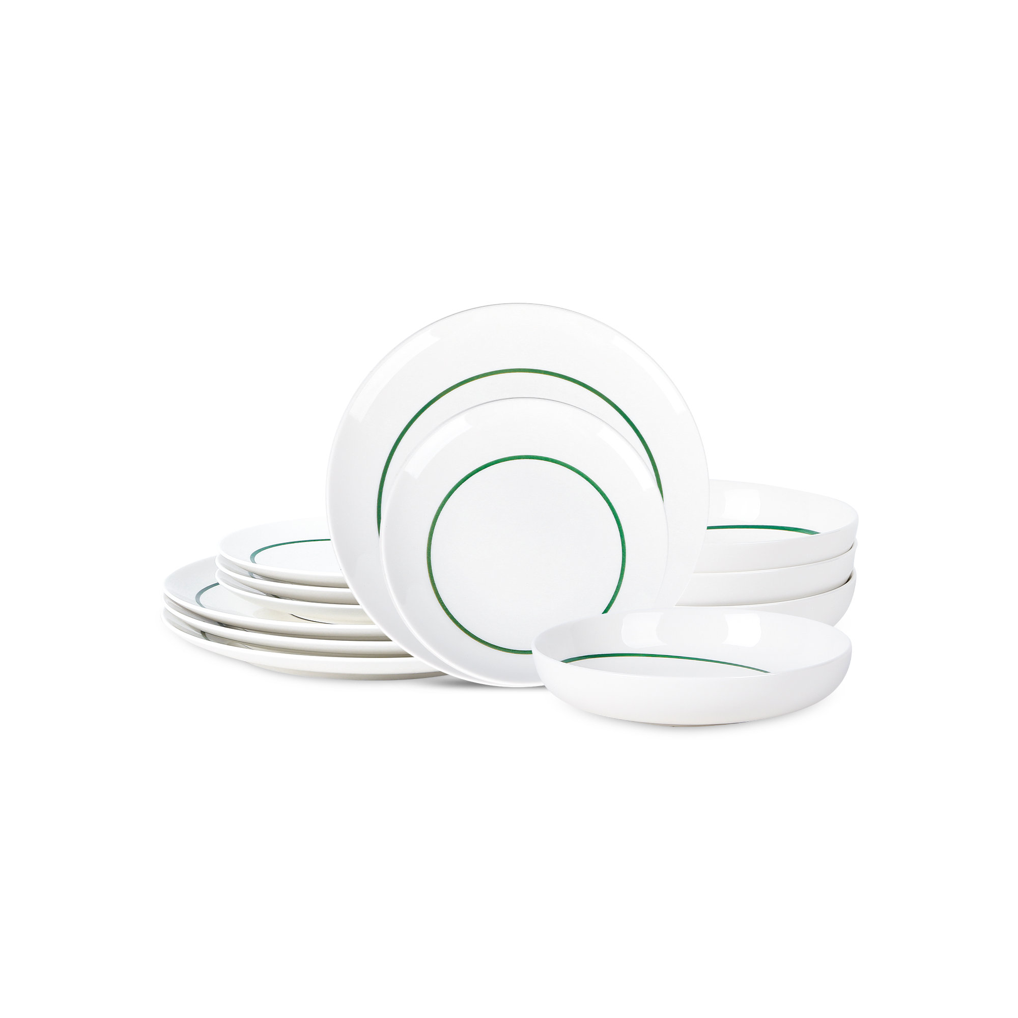 Stone Lain Luna 12-Piece Dinnerware Set Porcelain, Green