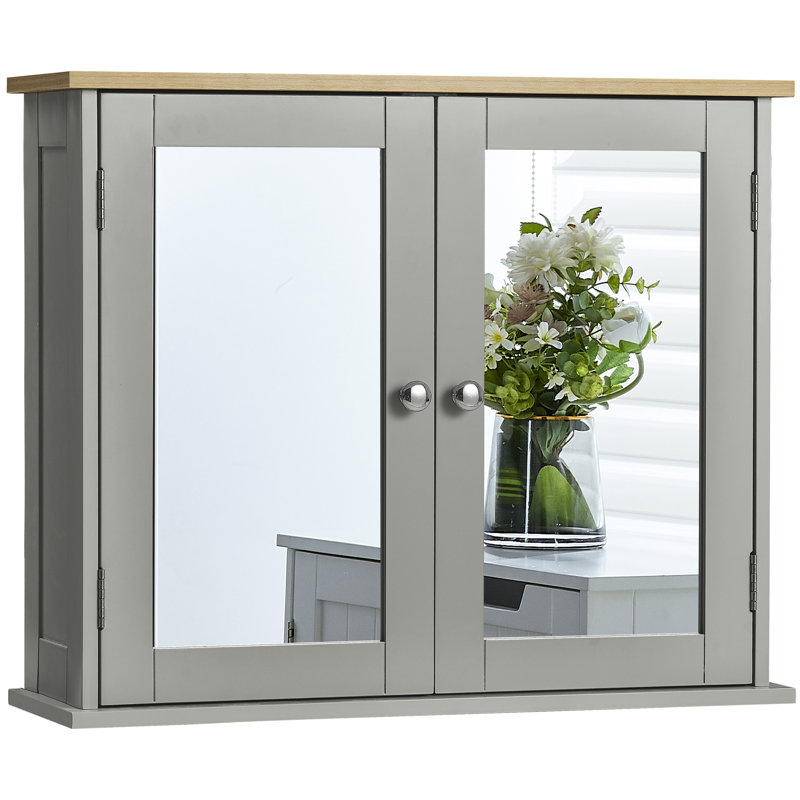 57cm x 47cm Surface Mount Mirror Cabinet, Grey