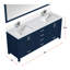 Meuble-lavabo double l 80 po x P 22 po, plateau en marbre de culture, ensemble de robinet et miroir de 30 po-2110445262