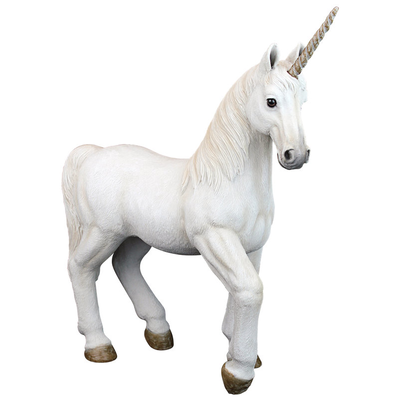 Mystical White Resin Unicorn Garden Statue, 16 Inches