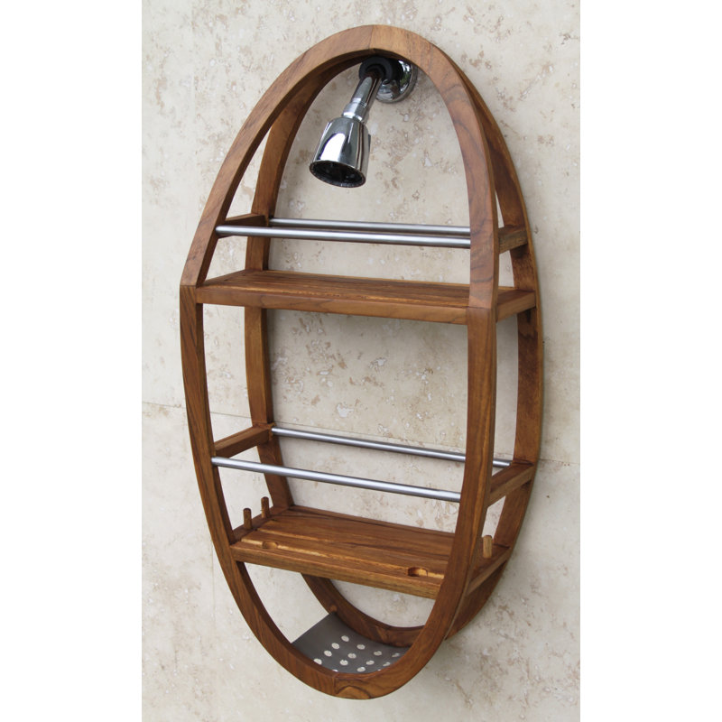 Teak and Stainless Steel Shower Caddy