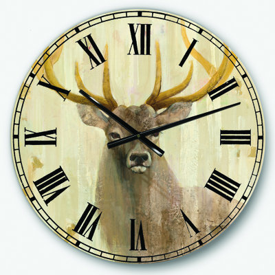 Swigart Goldern Deer III - Horloge murale campagnarde