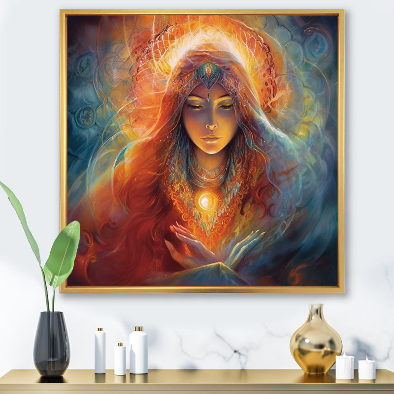 "Divine Goddess Incantations", reproduction sur toile, Cadre flottant doré, H 30 po x l 30 po x P 1 po