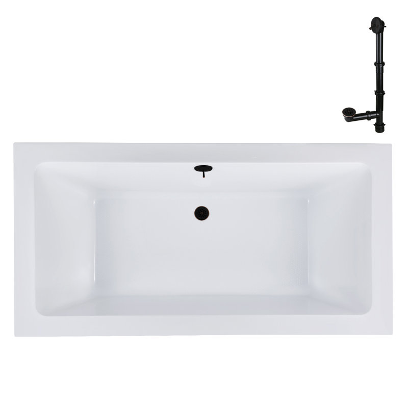 66'' x 34'' Acrylic Soaking Drop-In Bathtub, Drain Included, Matte Oil Rubbed Bronze