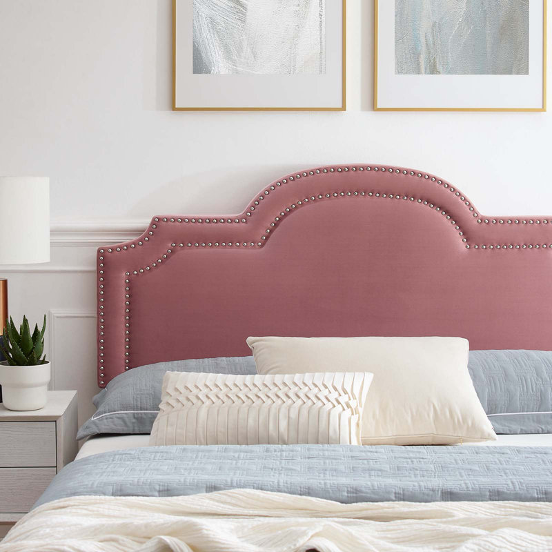 Modway Aviana Performance Velvet Bed, King, Dusty Rose