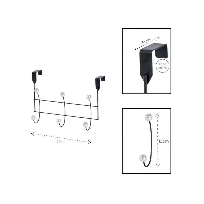 Akoya Over Door Storage Hooks, Matte Black