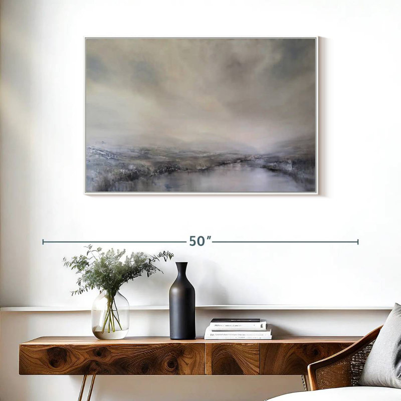 Brume matinale, Cadre flottant blanc, 37 po x 25 po