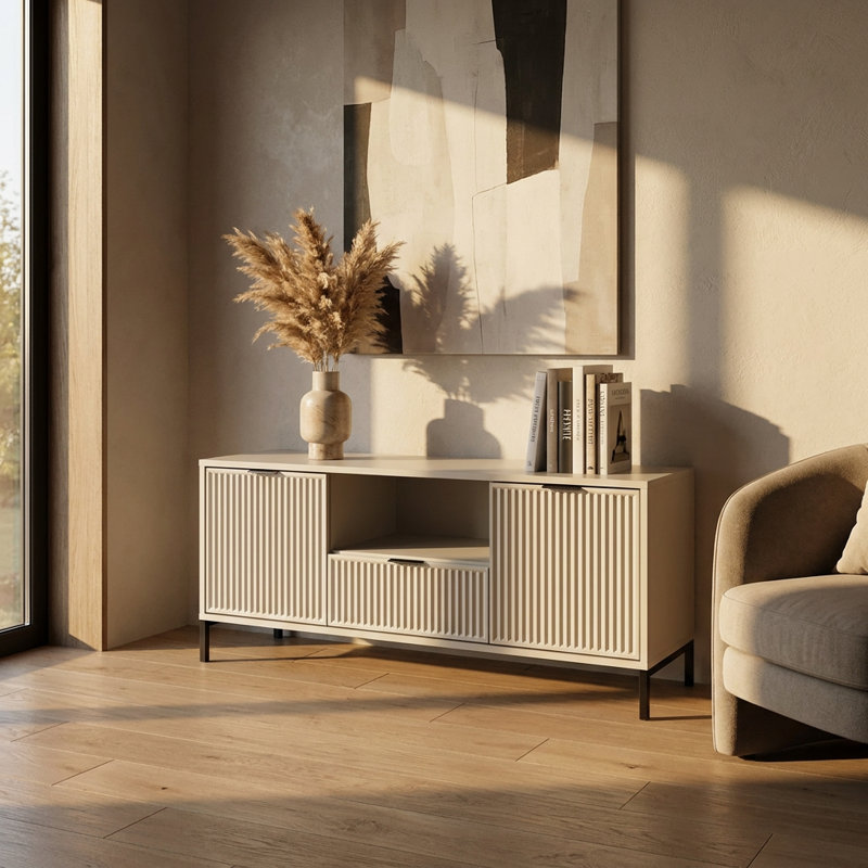 Unfinished TV Stand, 56cm H x 135cm L x 41cm W, Cashmere