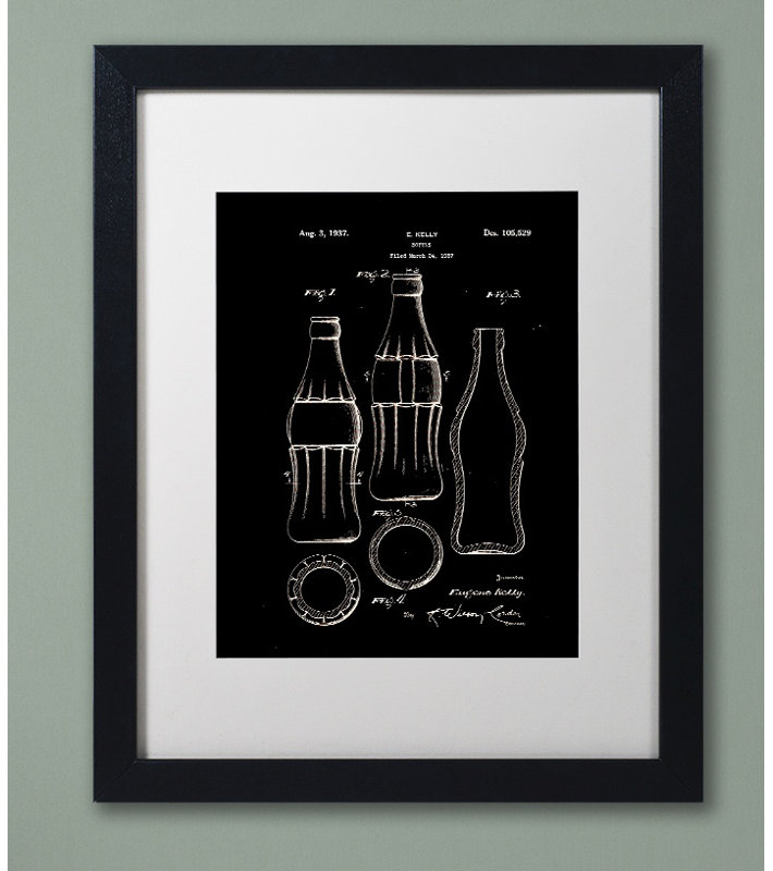 Coca Cola Bottle Vernis 1937, giclée noire - cadre photo, impression sur toile, H 20 po x l 16 po x P 0,5 po