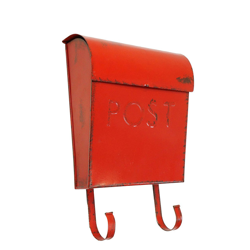 Boîte aux lettres murale poteau Euro, H 13 po x l 10,8 po x P 4,1 po, Rouge Antique