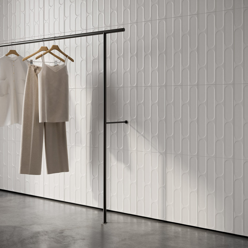 Biscotti  12" x 24" Fishscale 3D Italian Wall Tile, White