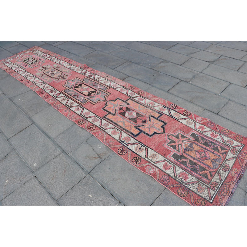 Tapis de couloir anatolien rétro rouge turc - idéal pour les couloirs - tapis en laine fait à la main Herki