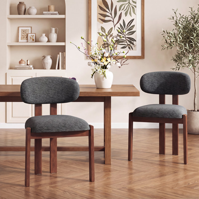 48.5 cm H Upholstered Chenille and Fabric Dining Chair, Dark Brown, Walnut