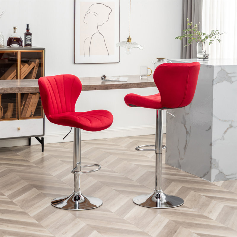 Ensemble de 2 tabourets pivotants réglables Ellston, Rouge