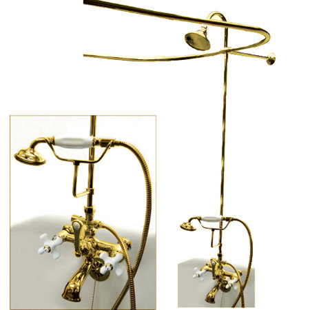 Système de douche à volume complet avec soupape grossière Vintage, Laiton poli