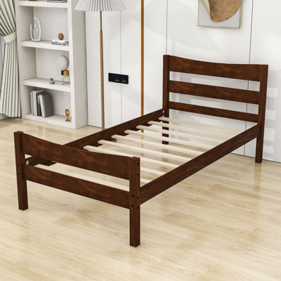 Lit plateforme simple en bois avec tête de lit Berriman