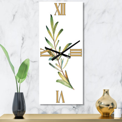 Horloge murale à feuilles et branche de romarin