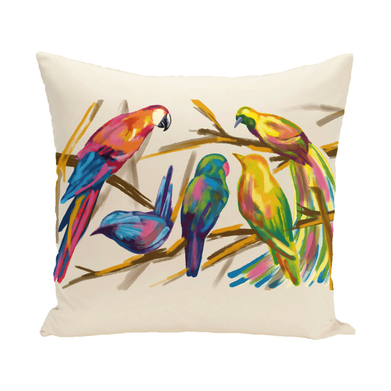 Happy Birds Outdoor Reversible Throw Pillow, 20" x 20"