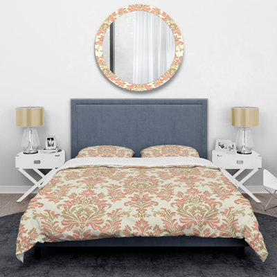 Ensemble de housse de couette Coral Pink Damask Charm II - Transitional