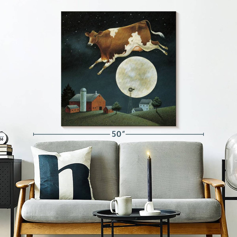 Crowle Cow Jumps Over The Moon, 33" H x 33" W